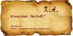 Kinszker Anikó névjegykártya